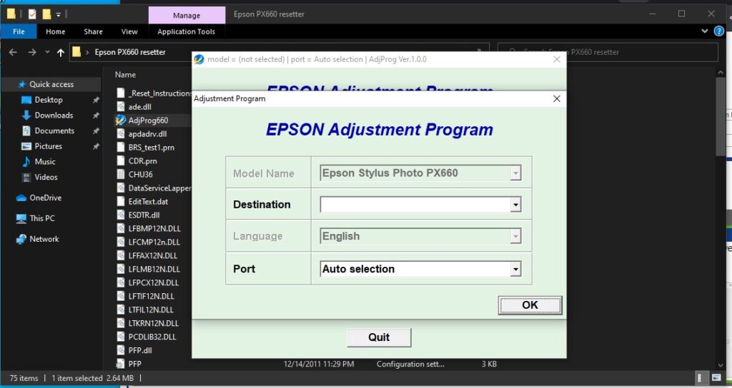 Epson PX660 Resetter